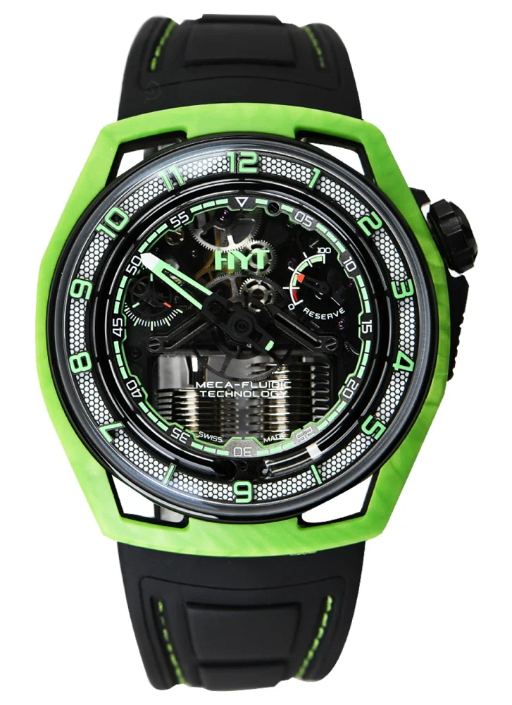 Hastroid Green Laser (المرجع H02755). ساعة يد من green composite & DCL-coated titanium بقطر 48mm، بحركة ميكانيكية ذات تعبئة يدوية.