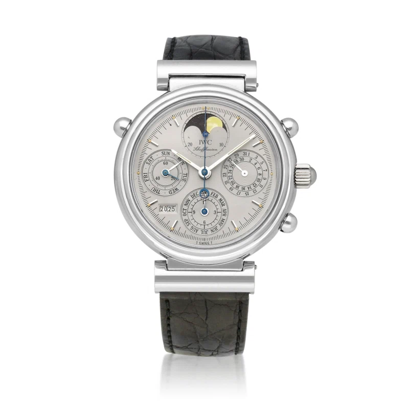 Da Vinci Limited Edition (Reference 3751). A 39mm platinum automatic with date, day, month, split seconds chronograph, moon phase, year, and perpetual calendar. 1995