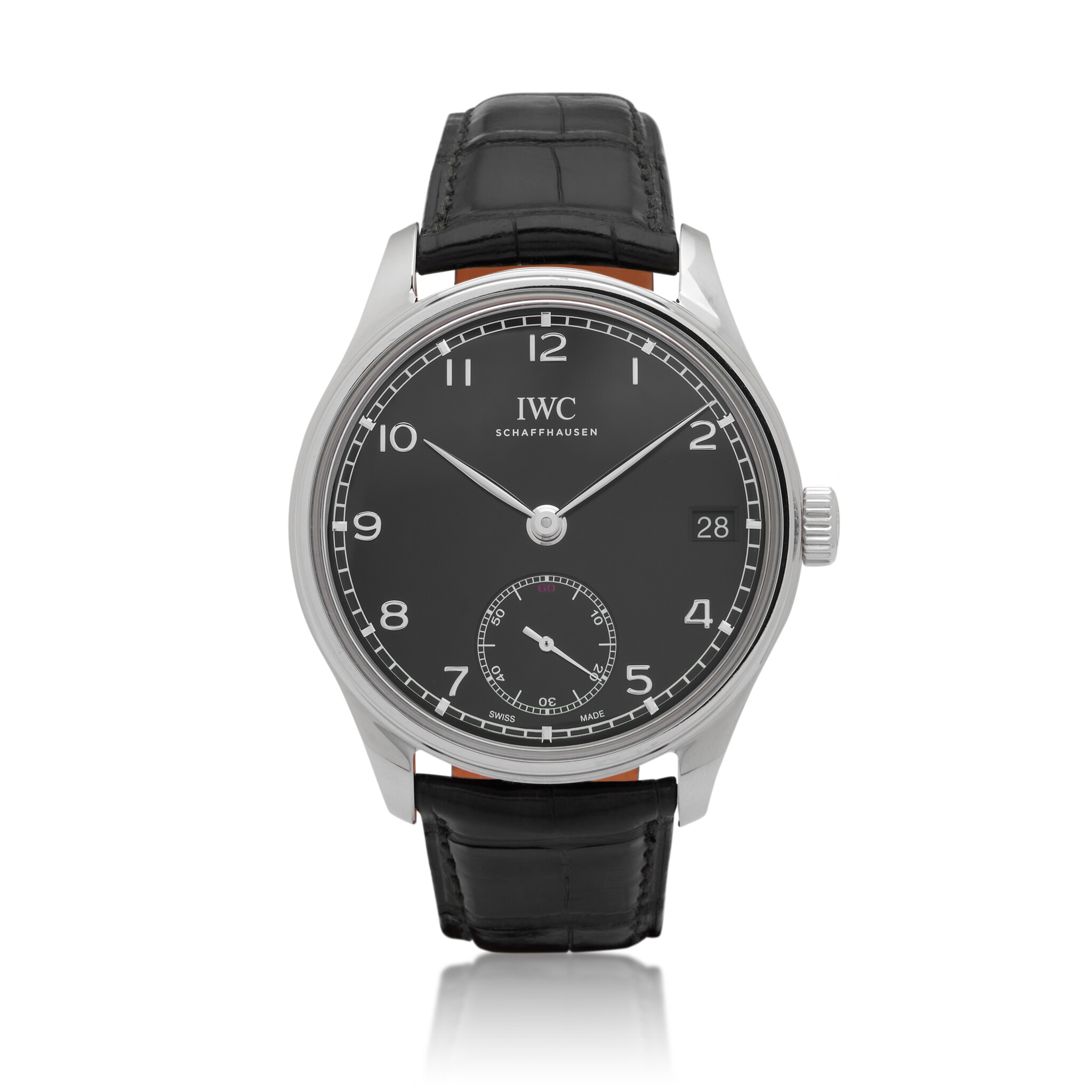 Portuguese 8-Days (Reference IW510202). A 43.2mm stainless steel manual wind wristwatch with date. — view 1