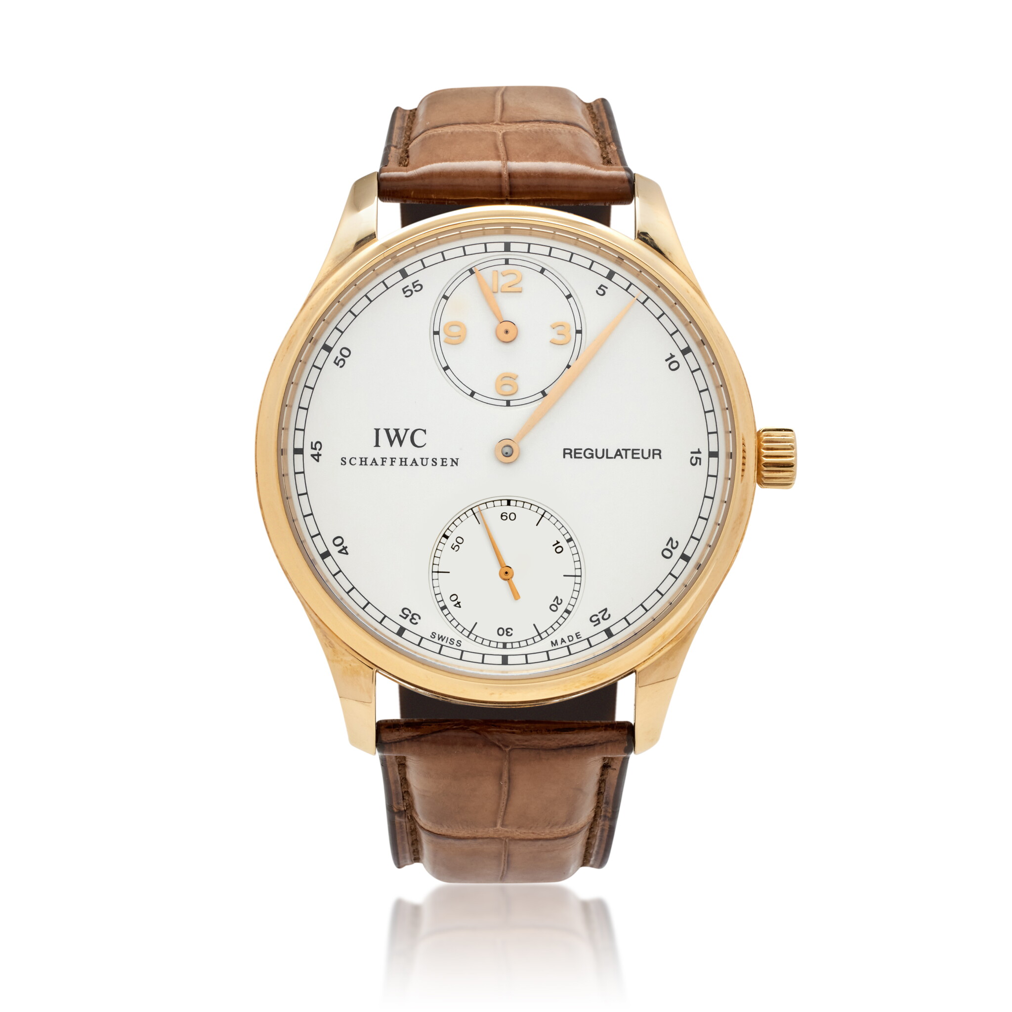 Portuguese Regulateur (Reference IW544402). A 43mm rose gold manual wind wristwatch. — view 1