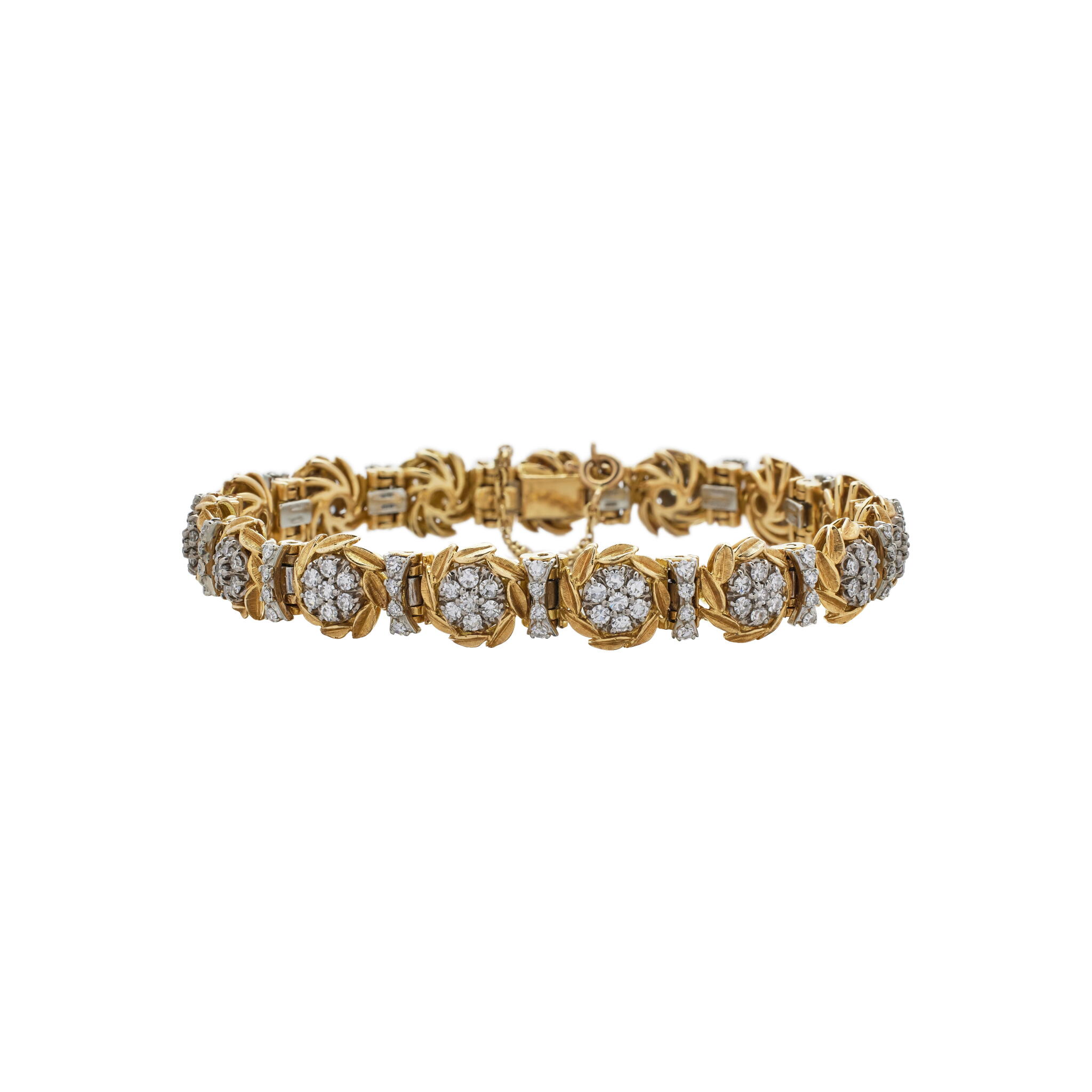 Vintage Gold, White Gold, and Diamond Bracelet — view 1