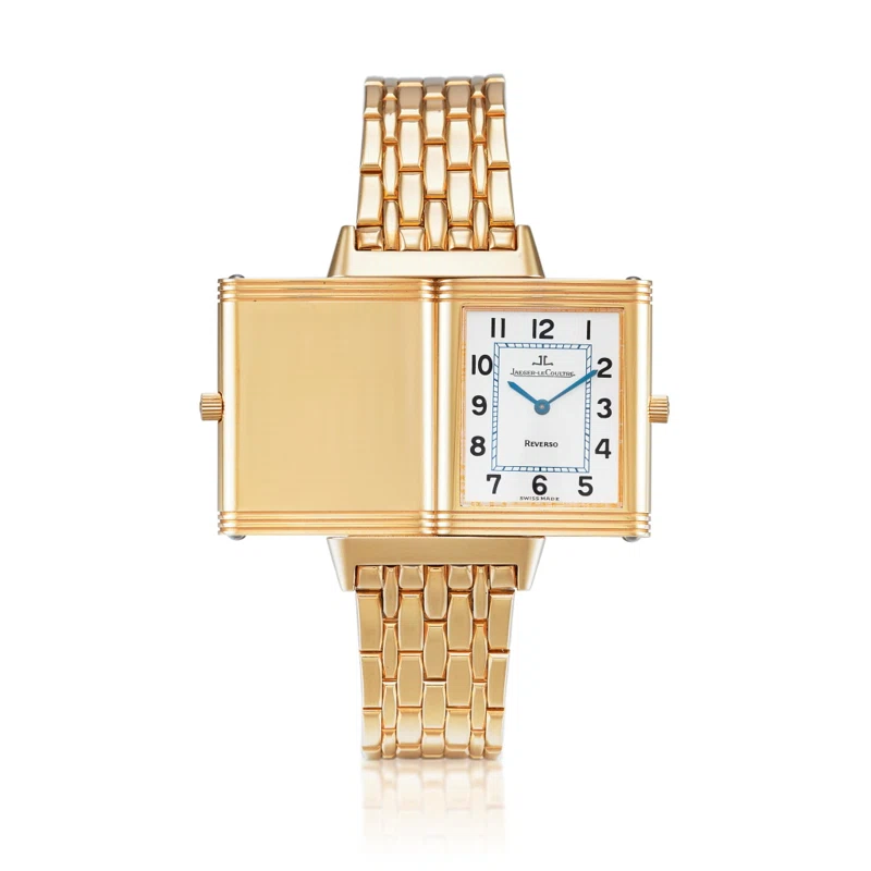 Reverso (Reference 250.2.86). A rose gold mechanical wristwatch with bracelet, Circa 2000