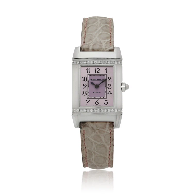 Reverso Florale (المرجع 265.8.08). ساعة يد من الفولاذ المقاوم للصدأ بقطر 33mm، مرصّعة بالألماس، بحركة كوارتز.