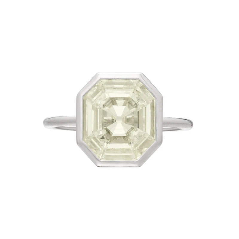 Platinum and 3.01ct Octagonal Step Cut Diamond Ring