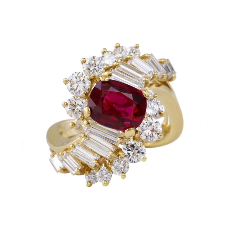 Gold, 2.71ct Thai Ruby and Diamond Ring