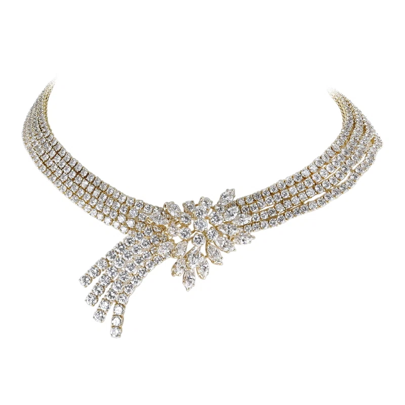 Gold and Diamond Cascade Necklace 