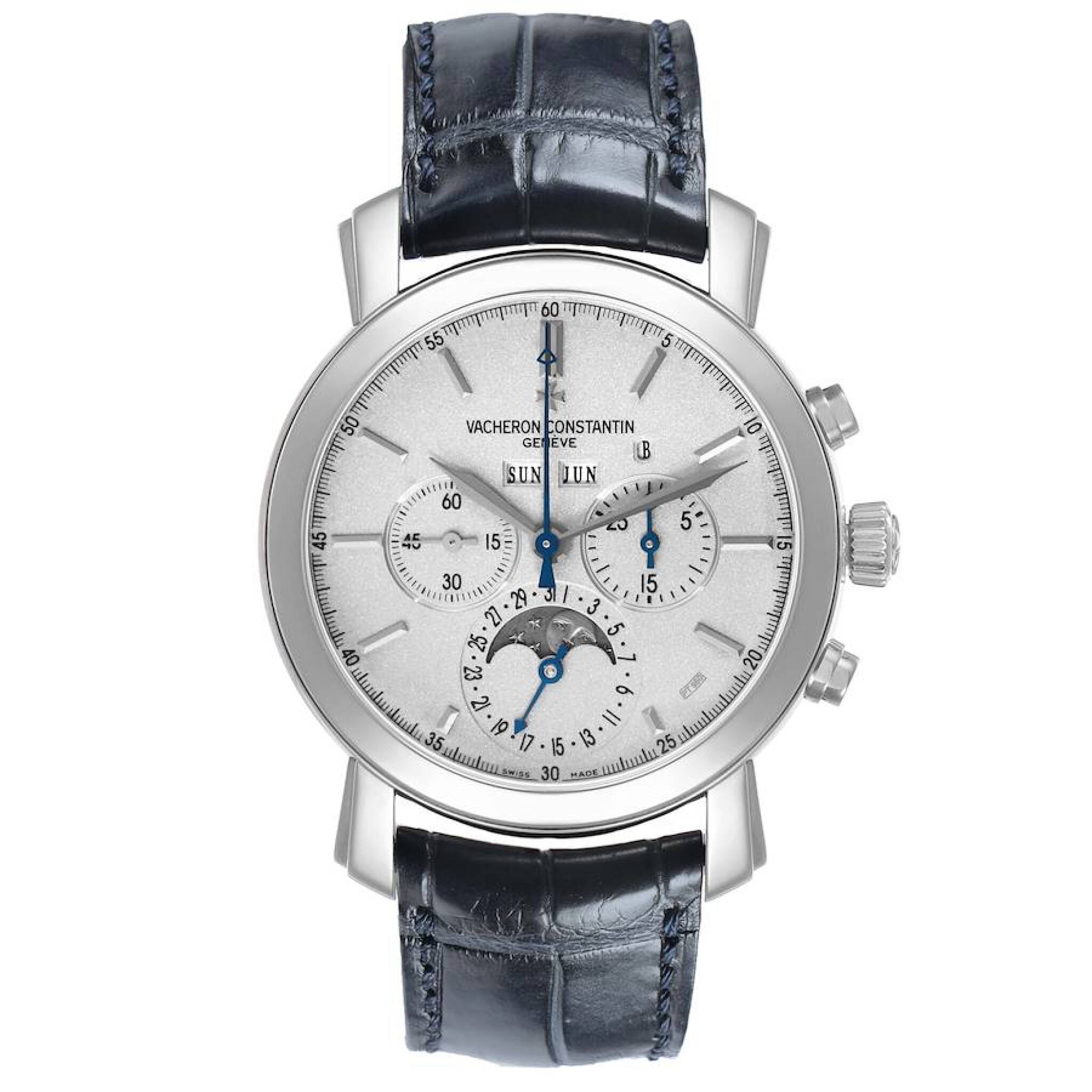 Malte Limited Edition (Reference 47212/000P-9250). A 42mm platinum manual wind wristwatch with date, day, month, moon phase, chronograph, leap year, and perpetual calendar. — view 1
