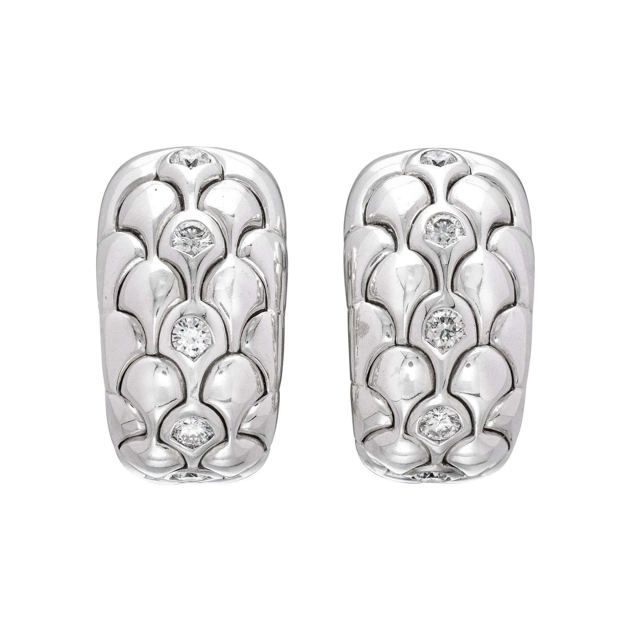 White Gold and Diamond Roxan Earclips — view 1