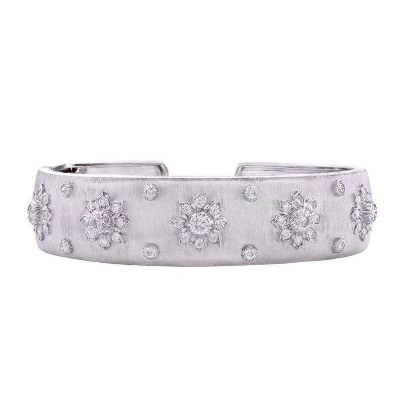 Vintage White Gold and Diamond Cuff Bracelet