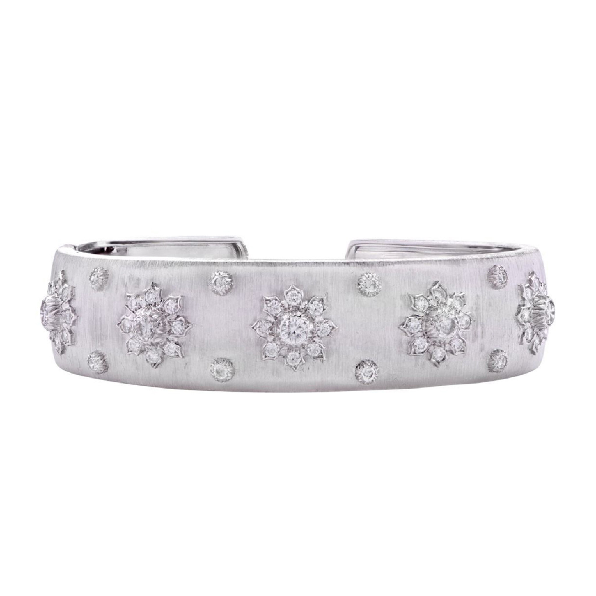 Vintage White Gold and Diamond Cuff Bracelet — view 1