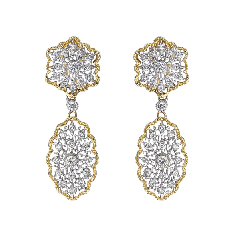 Vintage White Gold, Gold and Diamond Earclips
