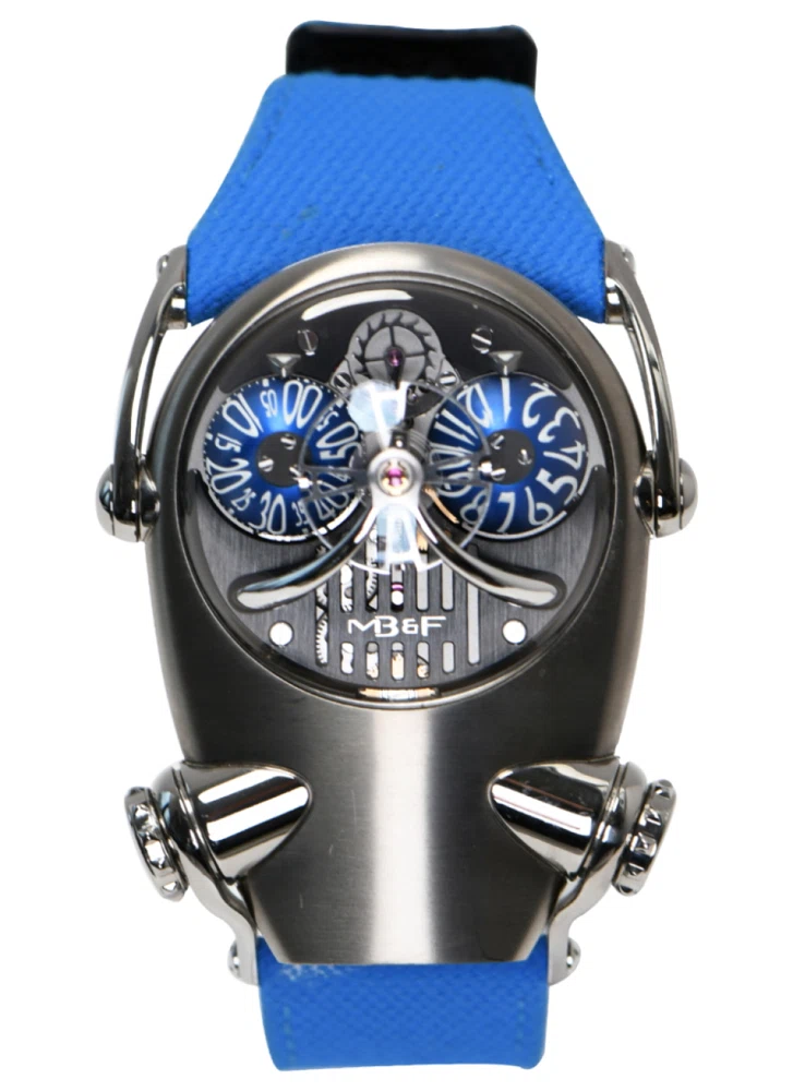 HM10 Horological Machine Bulldog (المرجع 100.TL.BL). ساعة يد من titanium manual بقطر 54mm. 2020