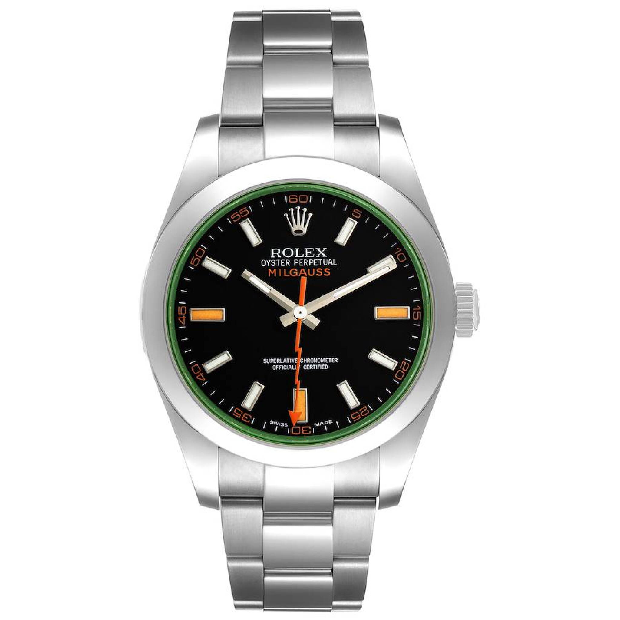 Milgauss (Reference 116400GV). A 40mm stainless steel automatic wristwatch. 2009 — view 1