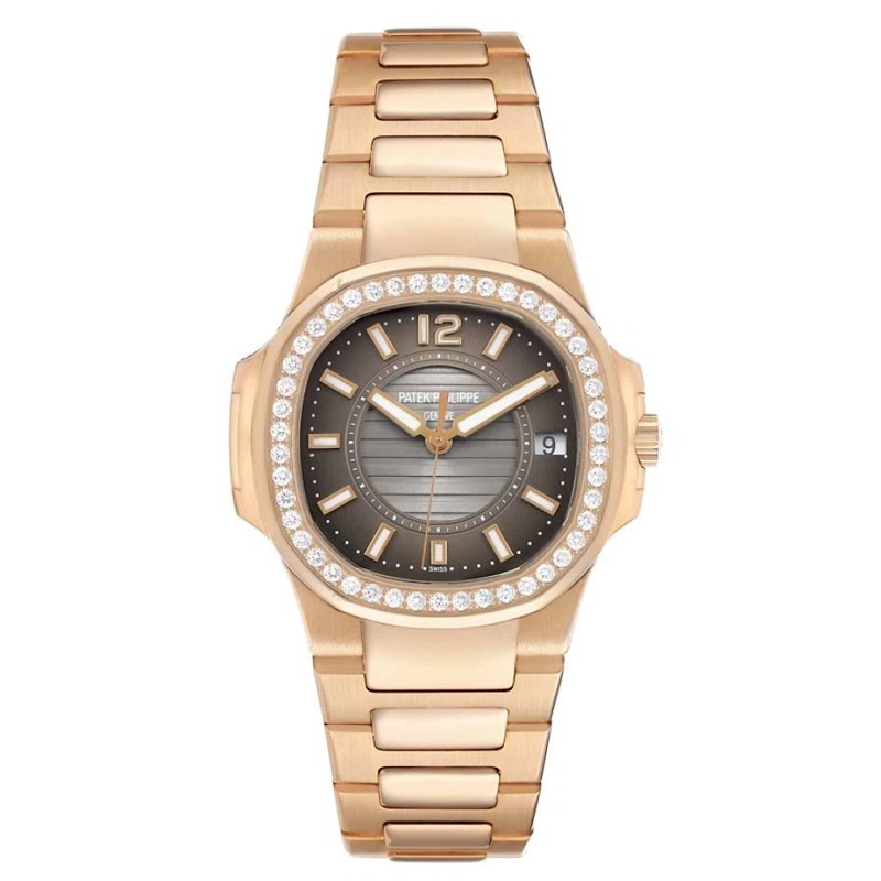 Nautilus (Reference 7010/1R-010). A 32mm rose gold diamond-set quartz wristwatch with date. 2012