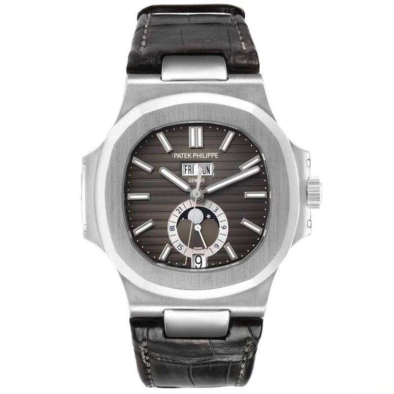 Nautilus (Reference 5726A-001). A 40.5mm stainless steel automatic wristwatch with date, day, month, moon phase, 24 hour-format, and annual calendar. 2012