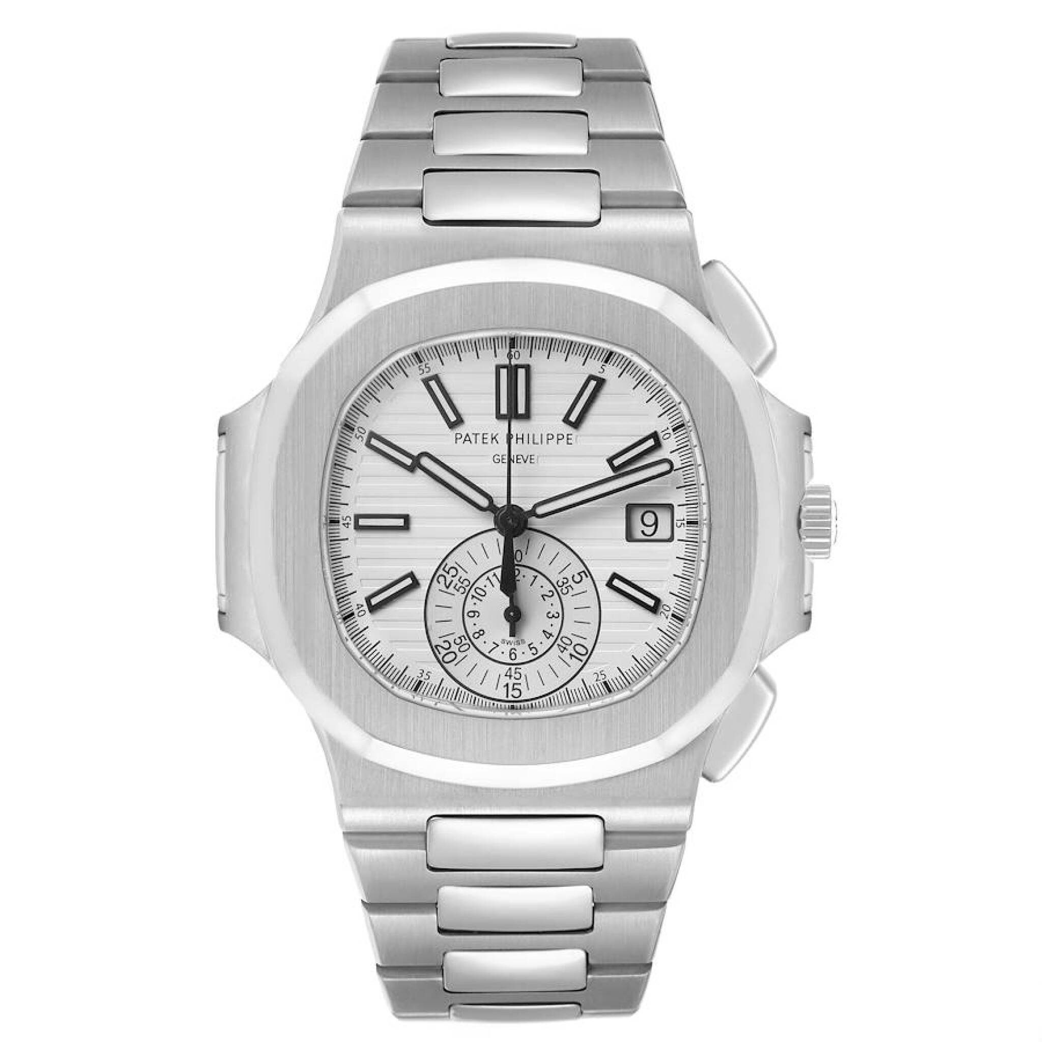 Nautilus (Reference 5980/1A-019). A 40.5mm stainless steel automatic wristwatch with date and chronograph. 2013 — view 1