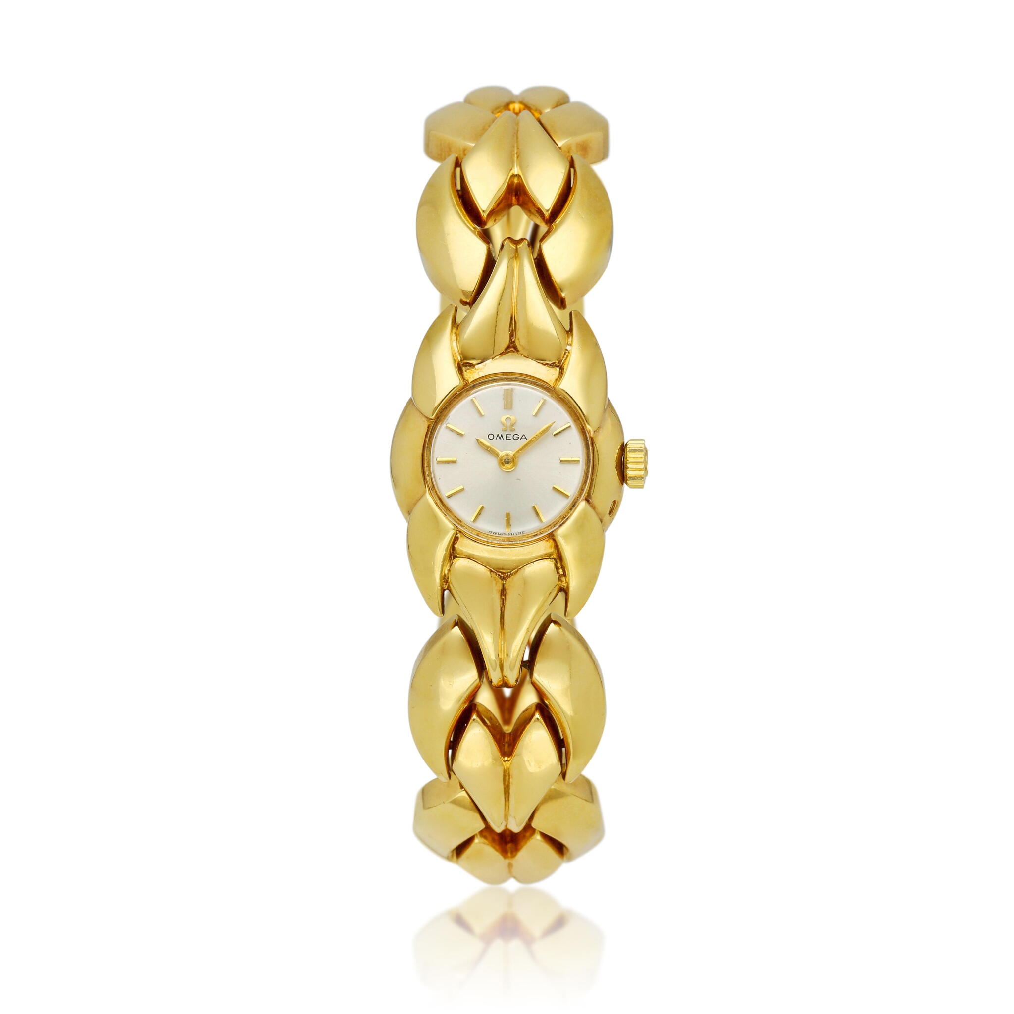 Omega; A gold bracelet watch with original certificate. Circa 1970 — view 1