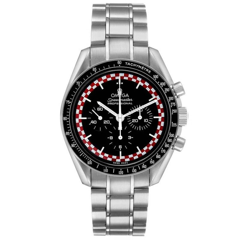 Speedmaster 'Tin Tin' (المرجع 311.30.42.30.01.004). ساعة يد من الفولاذ المقاوم للصدأ بقطر 42mm، بحركة ميكانيكية ذات تعبئة يدوية، مع كرونوغراف. 2018