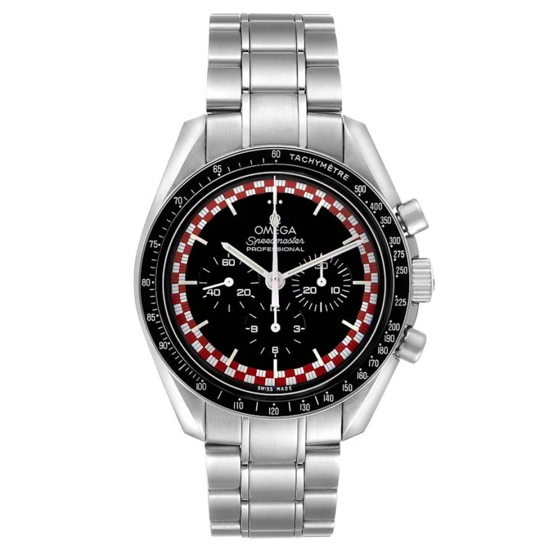 Speedmaster 'Tin Tin' (المرجع 311.30.42.30.01.004). ساعة يد من الفولاذ المقاوم للصدأ بقطر 42mm، بحركة ميكانيكية ذات تعبئة يدوية، مع كرونوغراف.