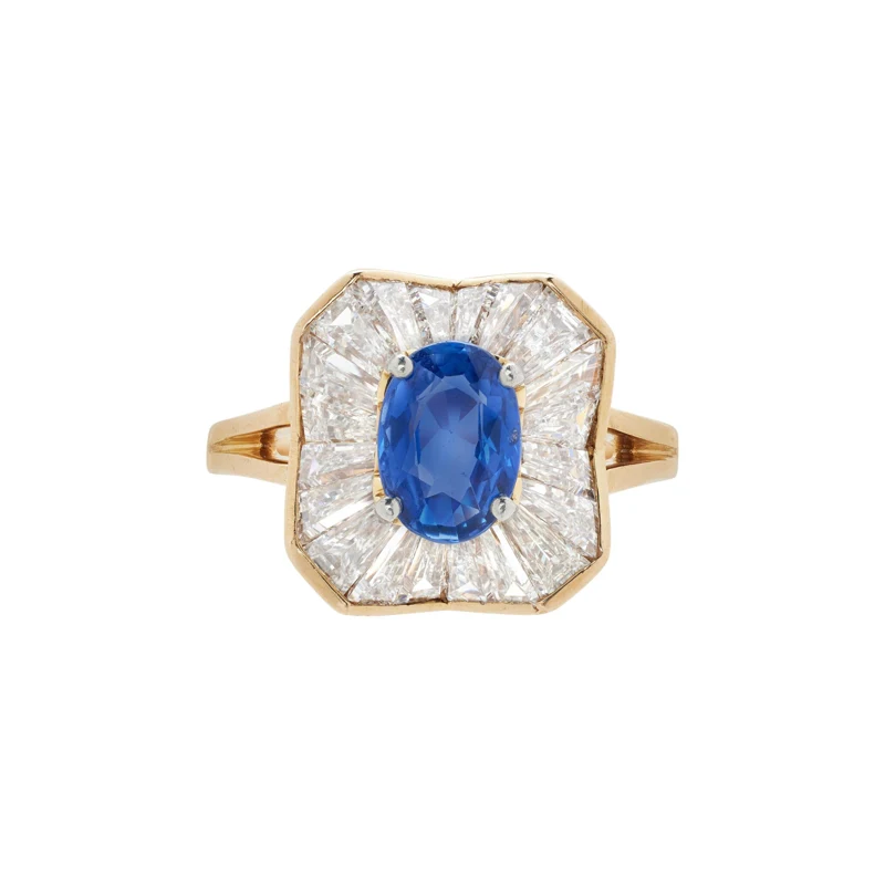 Vintage Gold, Platinum, 1.05ct Ceylon Sapphire and Diamond Ring