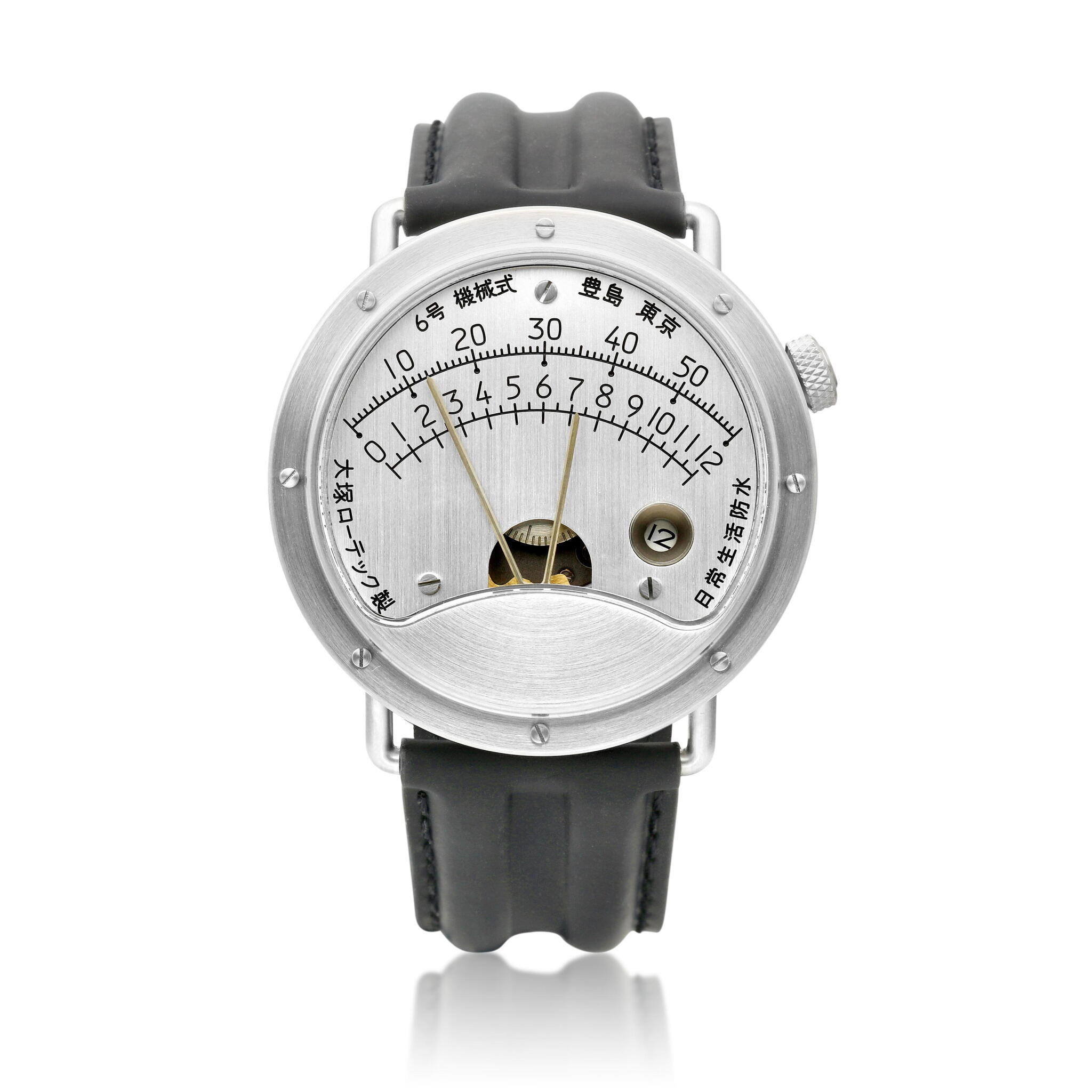 No. 6. A stainless steel automatic wristwatch with date, retrograde hours and minutes. Circa 2025 — view 1