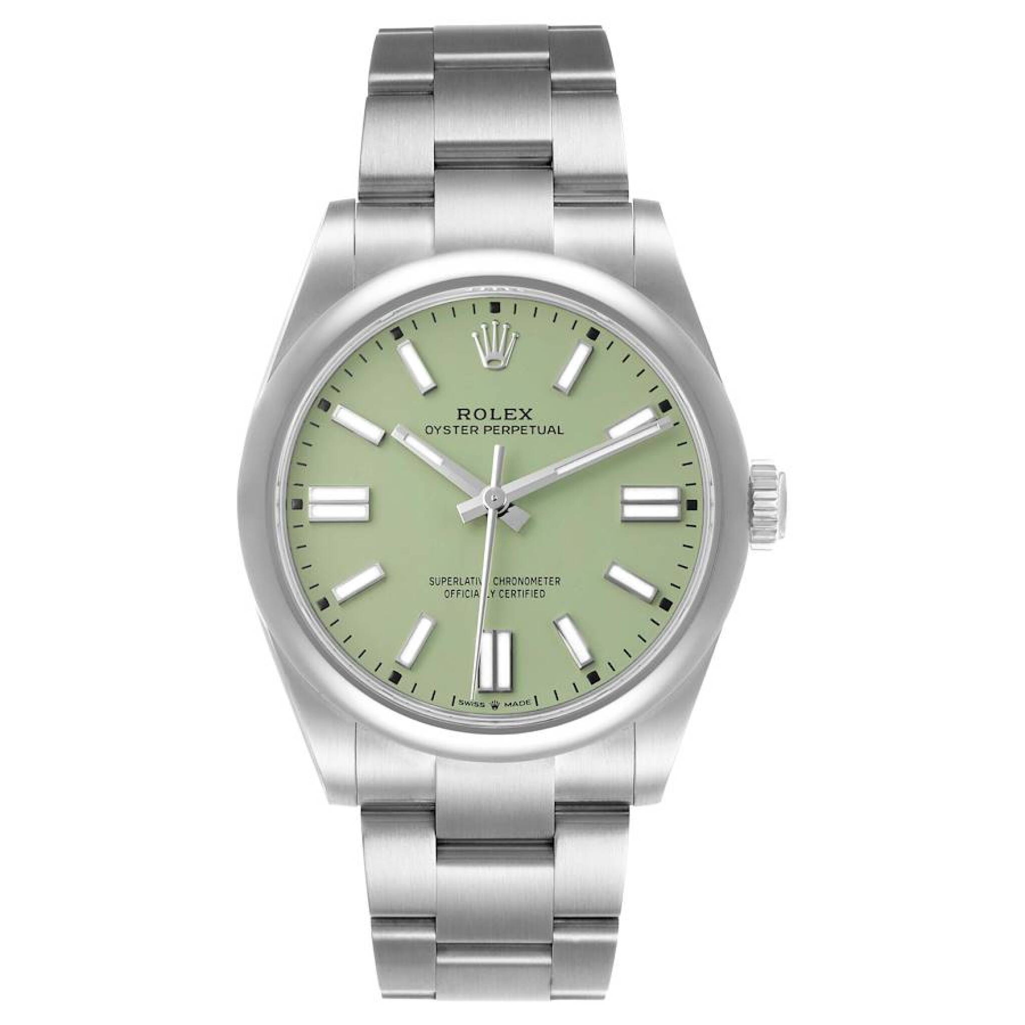 Oyster Perpetual 'Pistachio' Dial (Reference 134300). A 41mm unworn stainless steel automatic wristwatch. 2025 — view 1