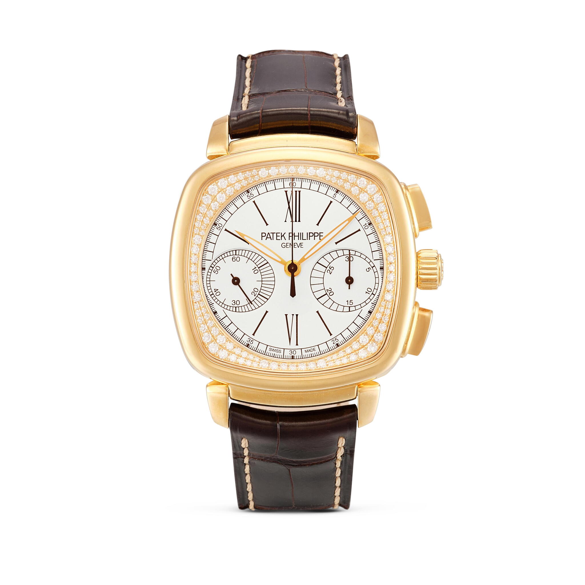 (Reference 7071). A rose gold and diamond-set chronograph mechanical wristwatch. Circa 2013 — view 1