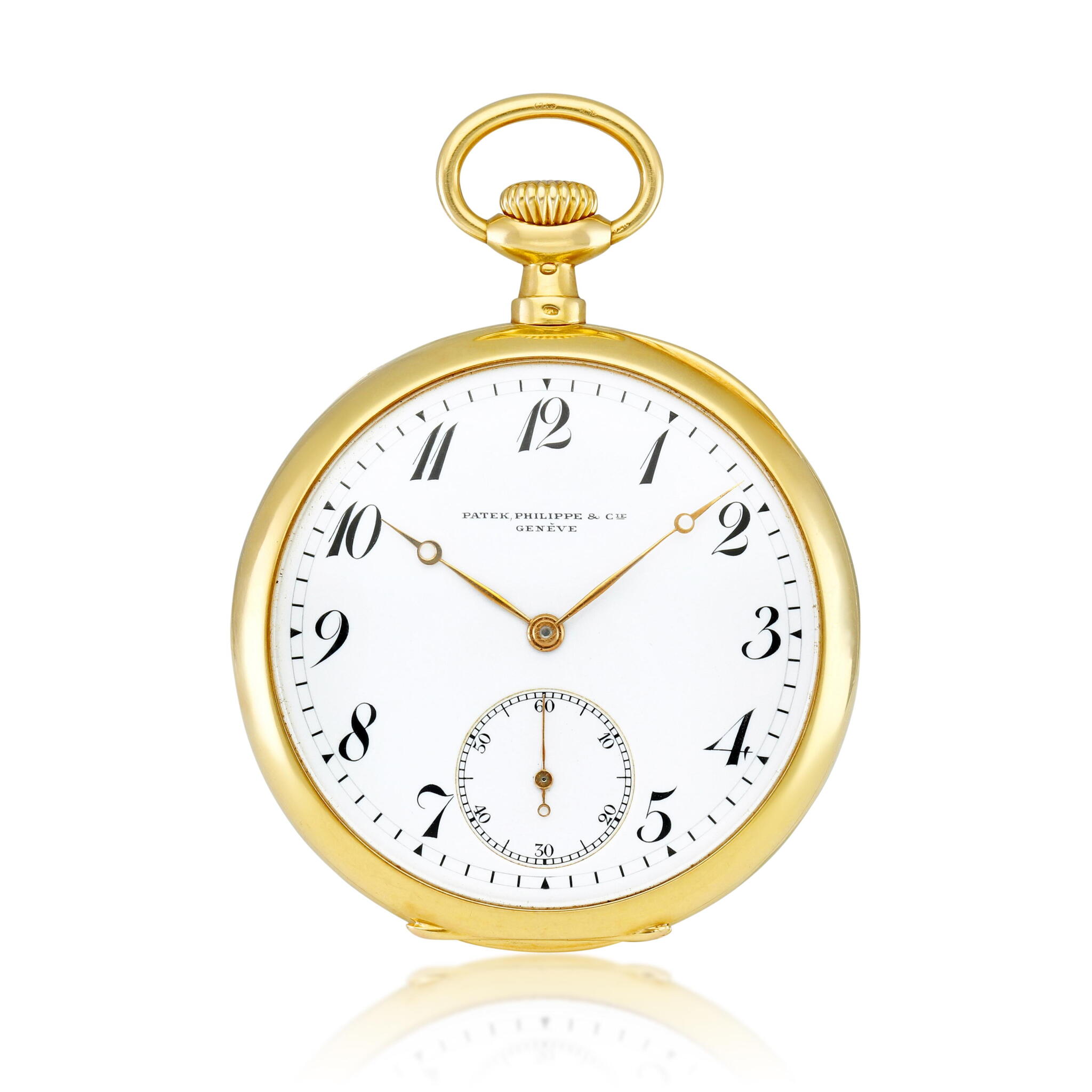 A yellow gold mechanical keyless openface watch with enamel dial. Circa 1915 — view 1