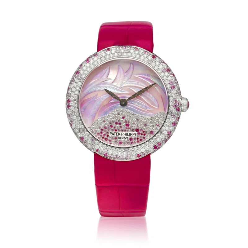 Calatrava (Reference 4899/900). A 35.5mm white gold diamond pink sapphire-set automatic wristwatch. 2017