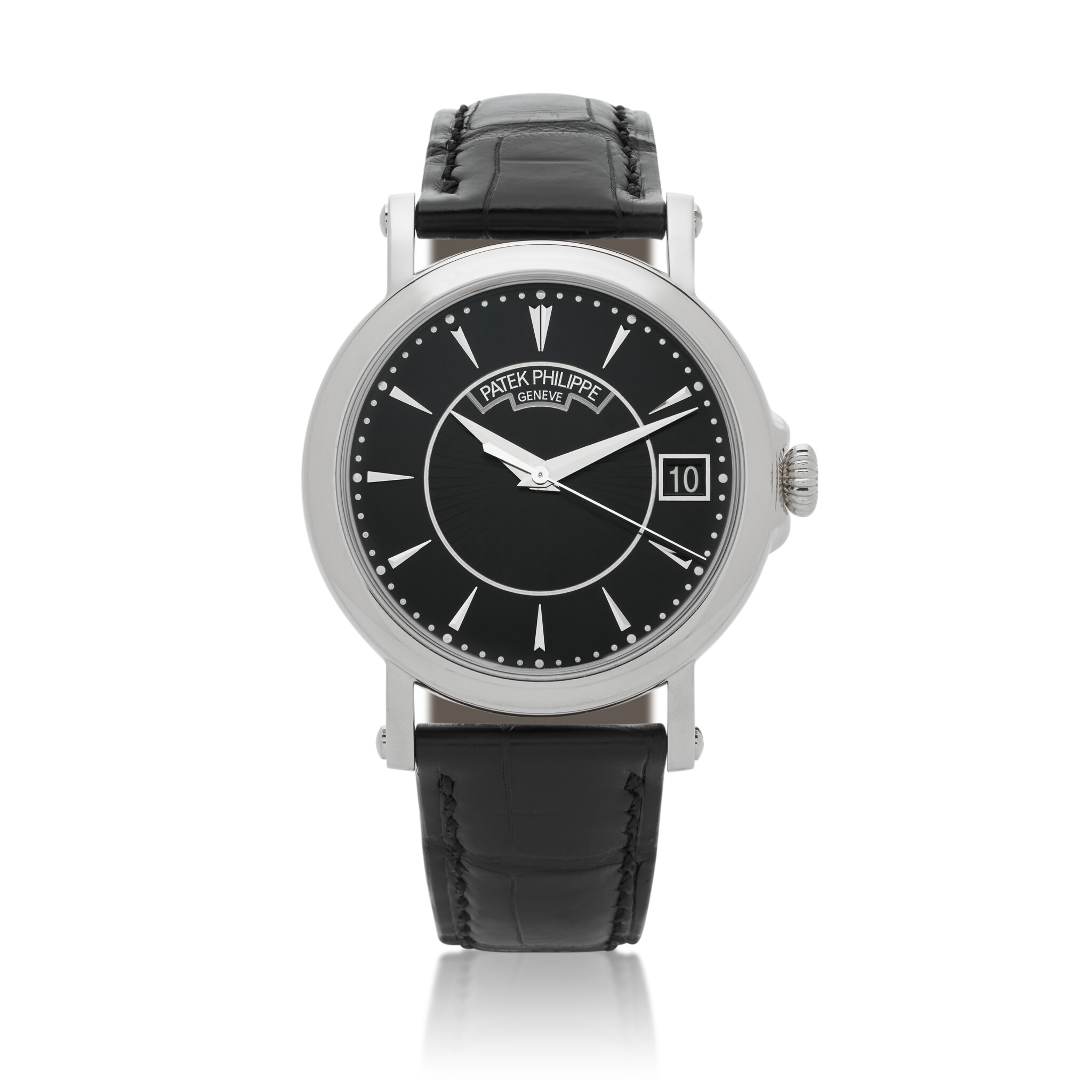Calatrava (Reference 5153G-001). A 38mm white gold automatic wristwatch with date. — view 1