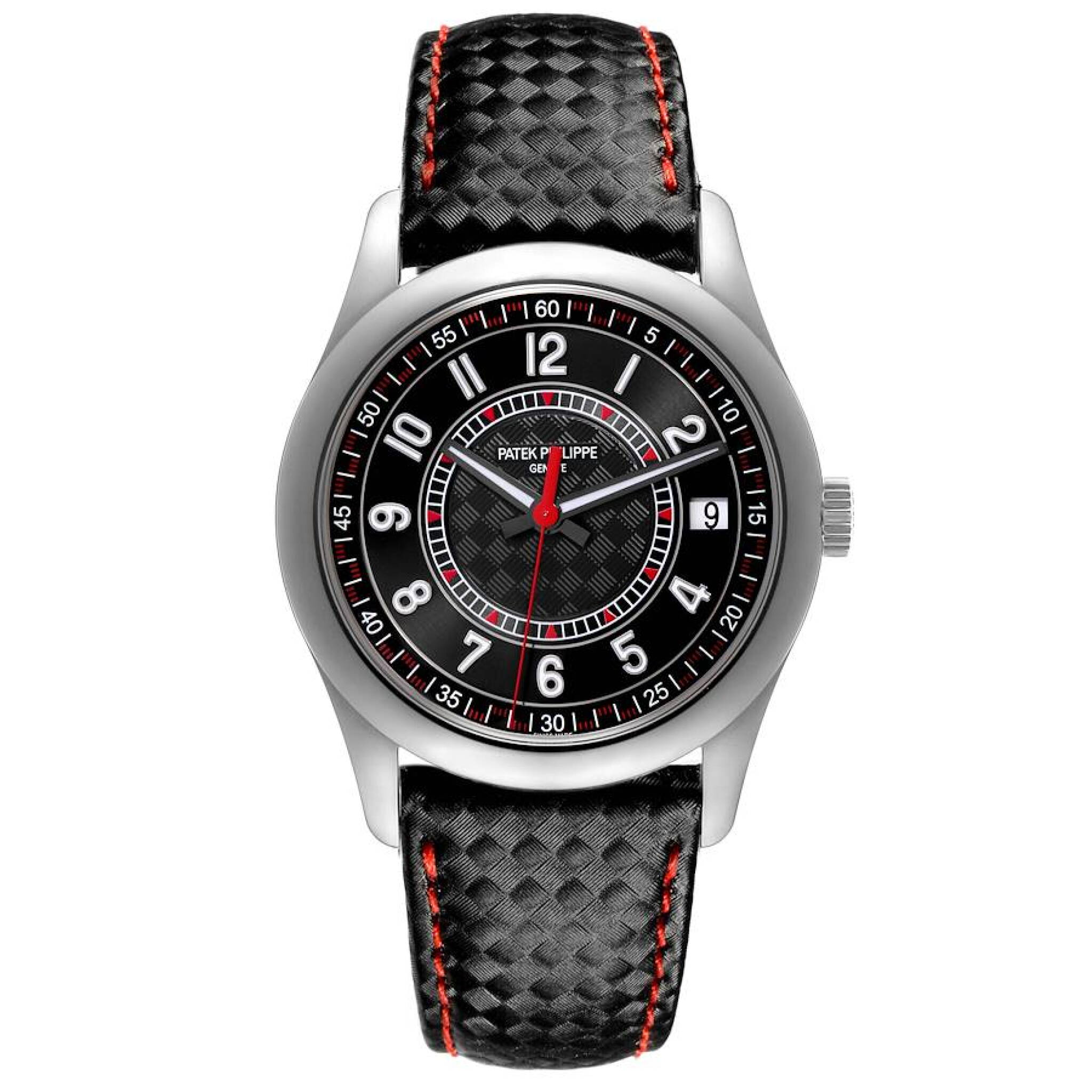 Calatrava (Reference 6007G-010). A 40mm white gold automatic wristwatch with date. — view 1