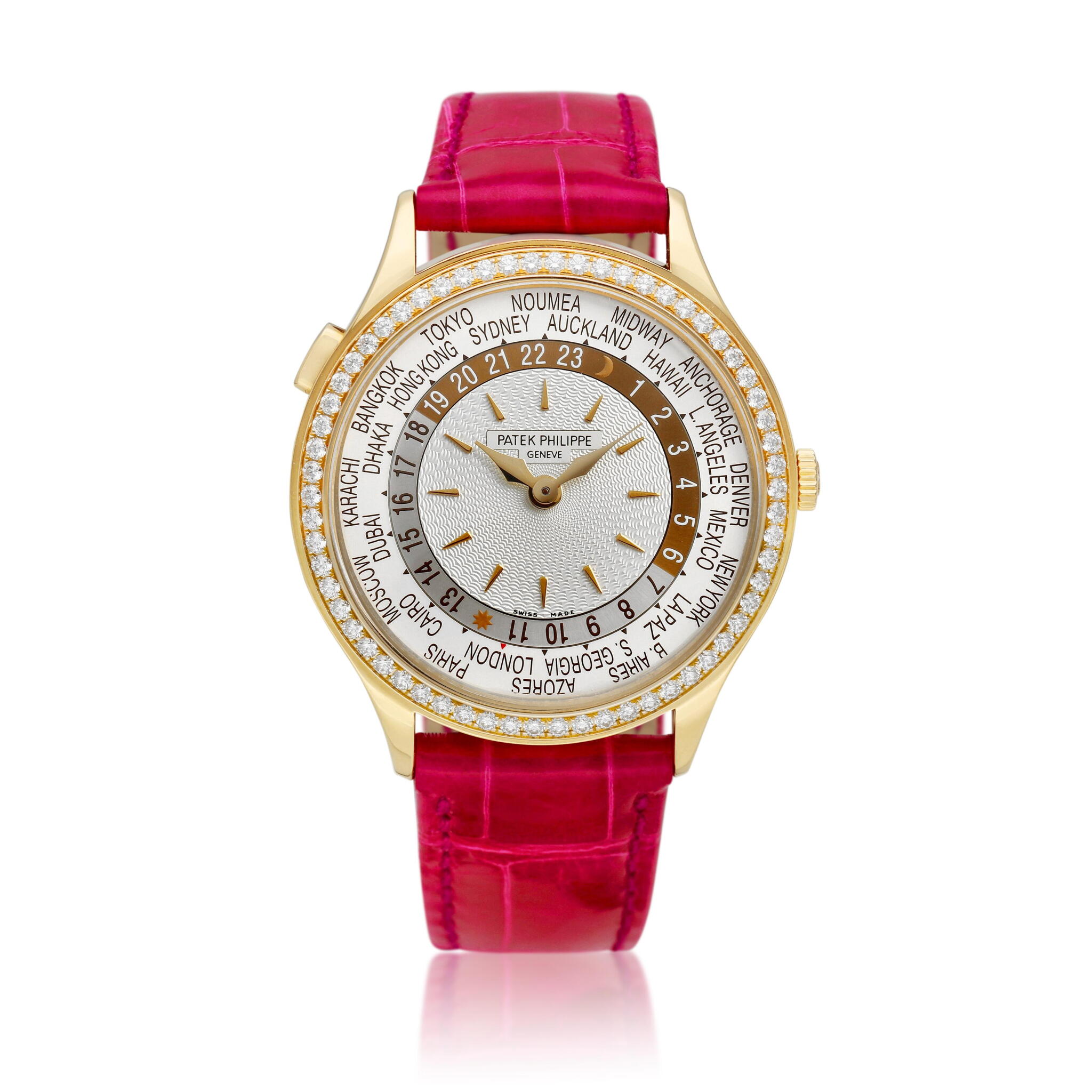 Complications (Reference 7130R-013). A 36mm rose gold diamond-set automatic wristwatch with world time. Circa 2019 — view 1