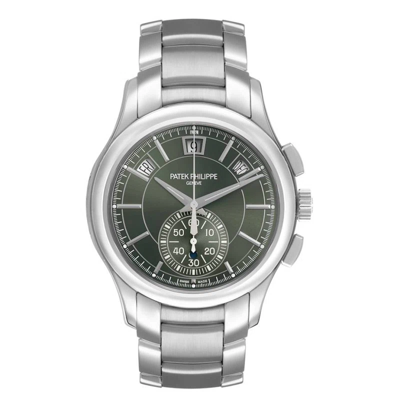 Complications (Reference 5905/1A-001). A 40mm stainless steel automatic wristwatch with date, day, month, chronograph, day/night indicator, and annual calendar. 2024