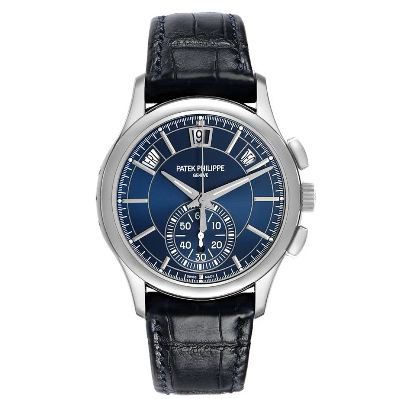 Complications (Reference 5905P-001). A 42mm platinum automatic wristwatch with date, day, month, chronograph, and annual calendar. 2022