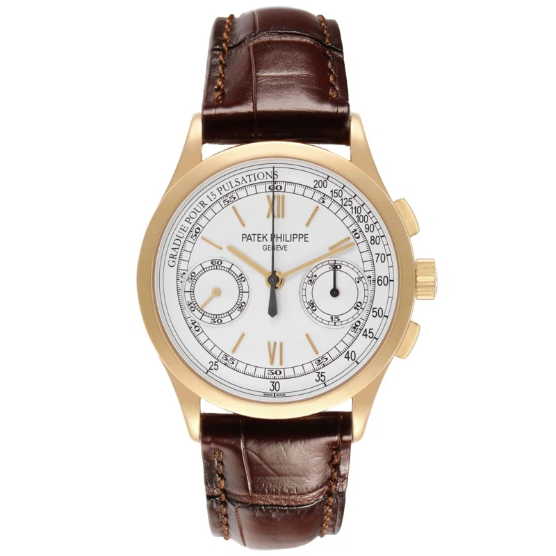 Complications (Reference 5170J-001). A 39mm yellow gold manual wind wristwatch with chronograph. 2013