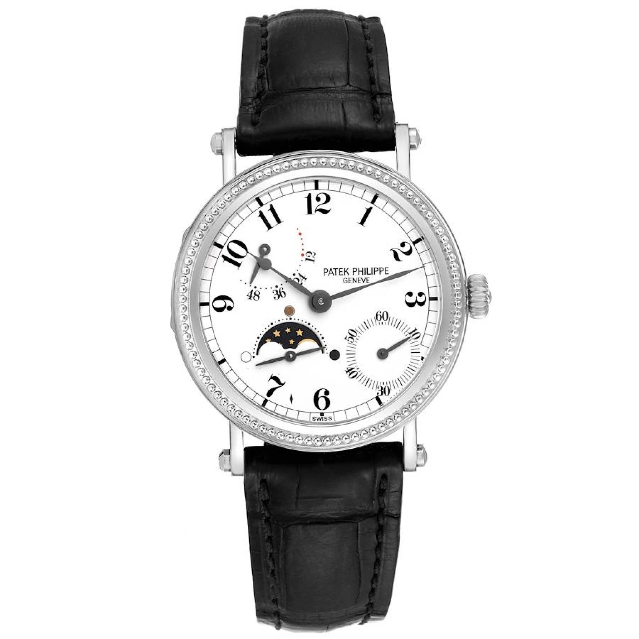 Complications (Reference 5015G-001). A 35mm white gold automatic wristwatch with moon phase and power reserve. — view 1