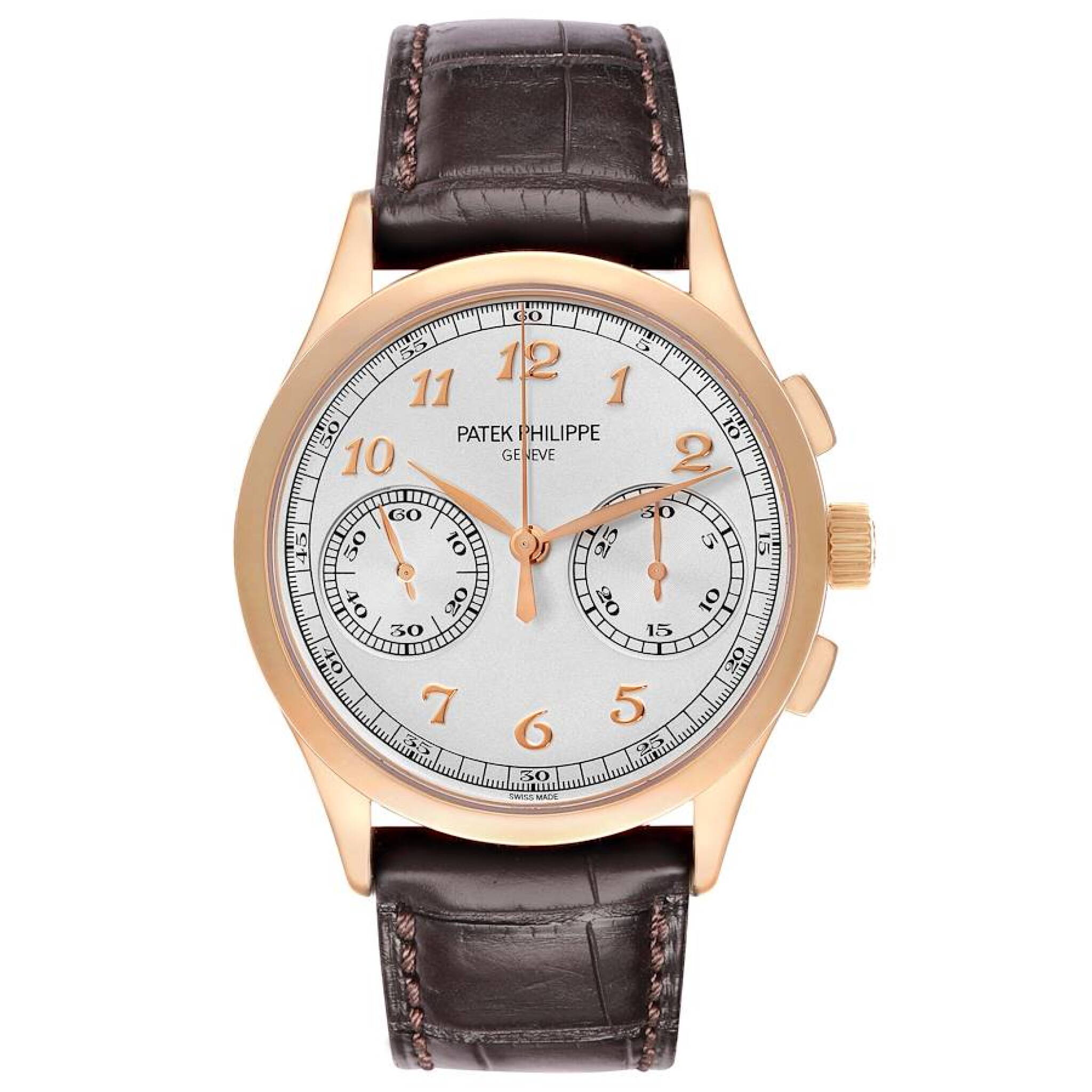 Complications (Reference 5170R). A 39mm rose gold manual wind wristwatch with chronograph. — view 1