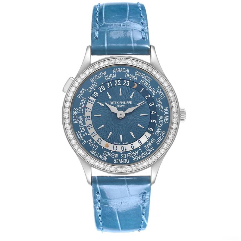 Complications (Reference 7130G-014). A 36mm white gold diamond set automatic wristwatch with world timer. 2017 