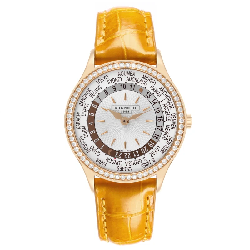 Complications (Reference 7130R-013). A 36mm rose gold diamond-set automatic wristwatch with world time. 2019