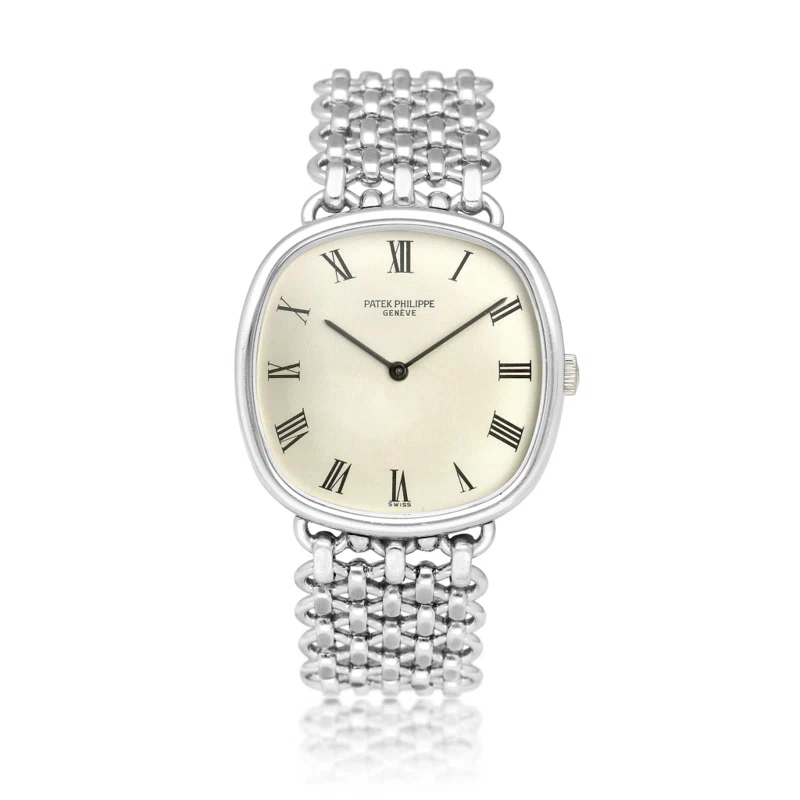 Golden Ellipse (Reference 3644). A white gold manual wind bracelet watch. Circa 1970