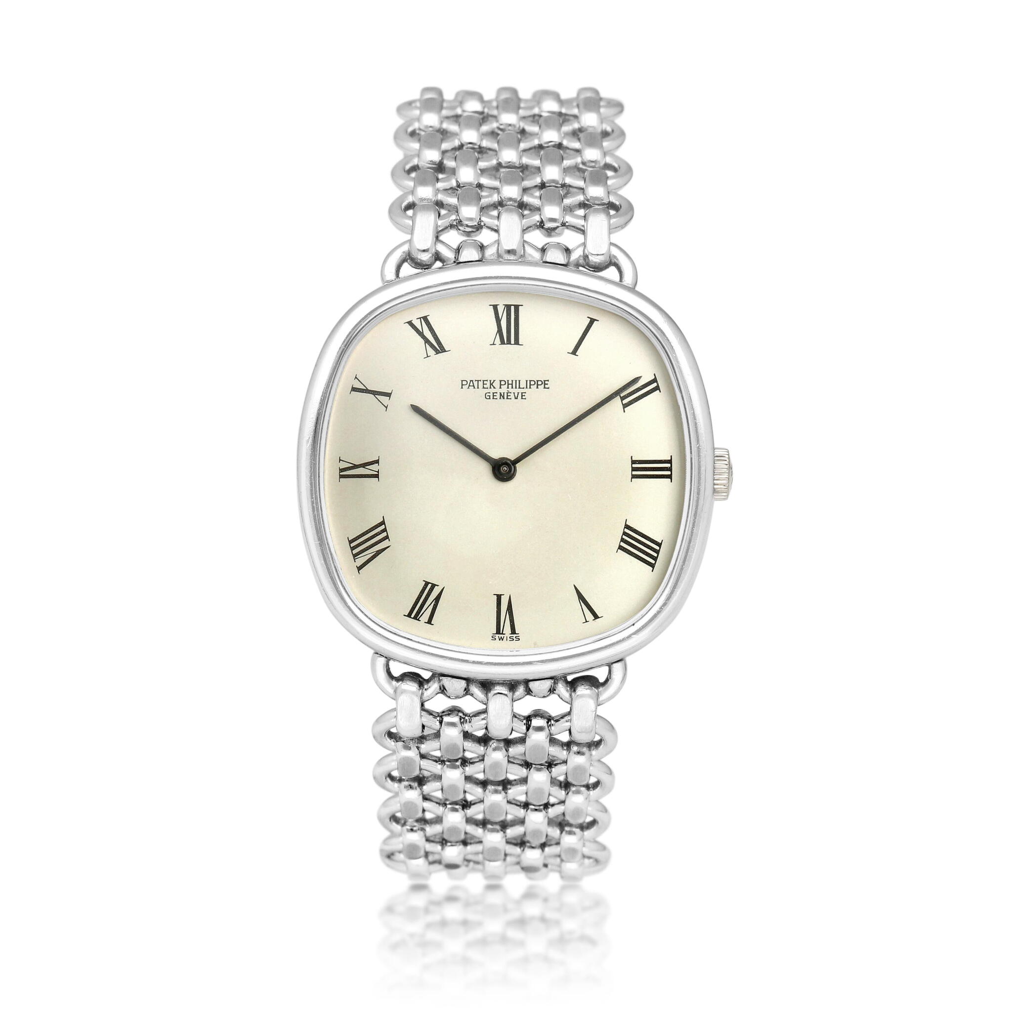 Golden Ellipse (Reference 3644). A white gold manual wind bracelet watch. Circa 1970 — view 1