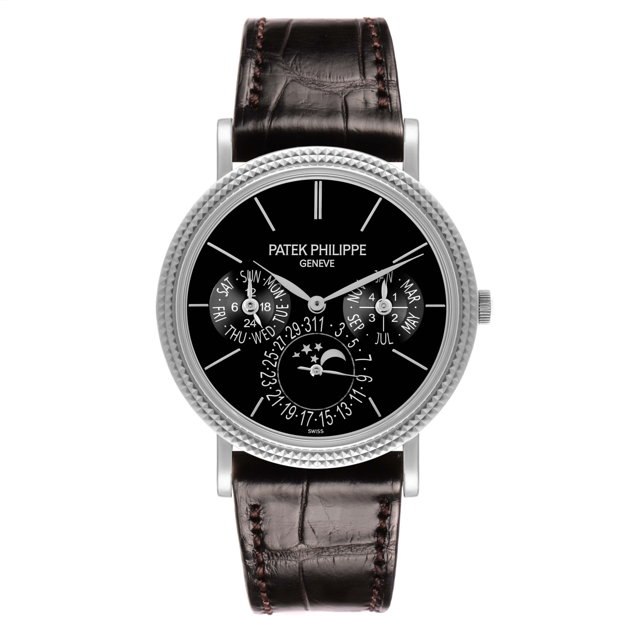 Grand Complications (Reference 5139G-010). A 38mm white gold automatic wristwatch with day, date, month, moon phase, and perpetual calendar. — view 1