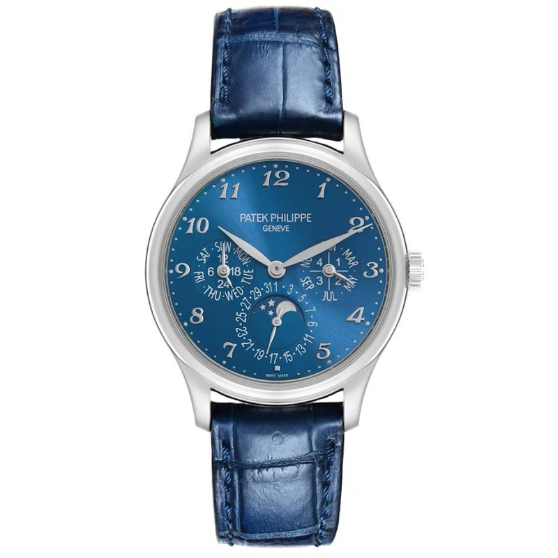 Grand Complications (Reference 5327G-001). A 39mm white gold automatic wristwatch with day, date, month, moon phase, leap year, and perpetual calendar.