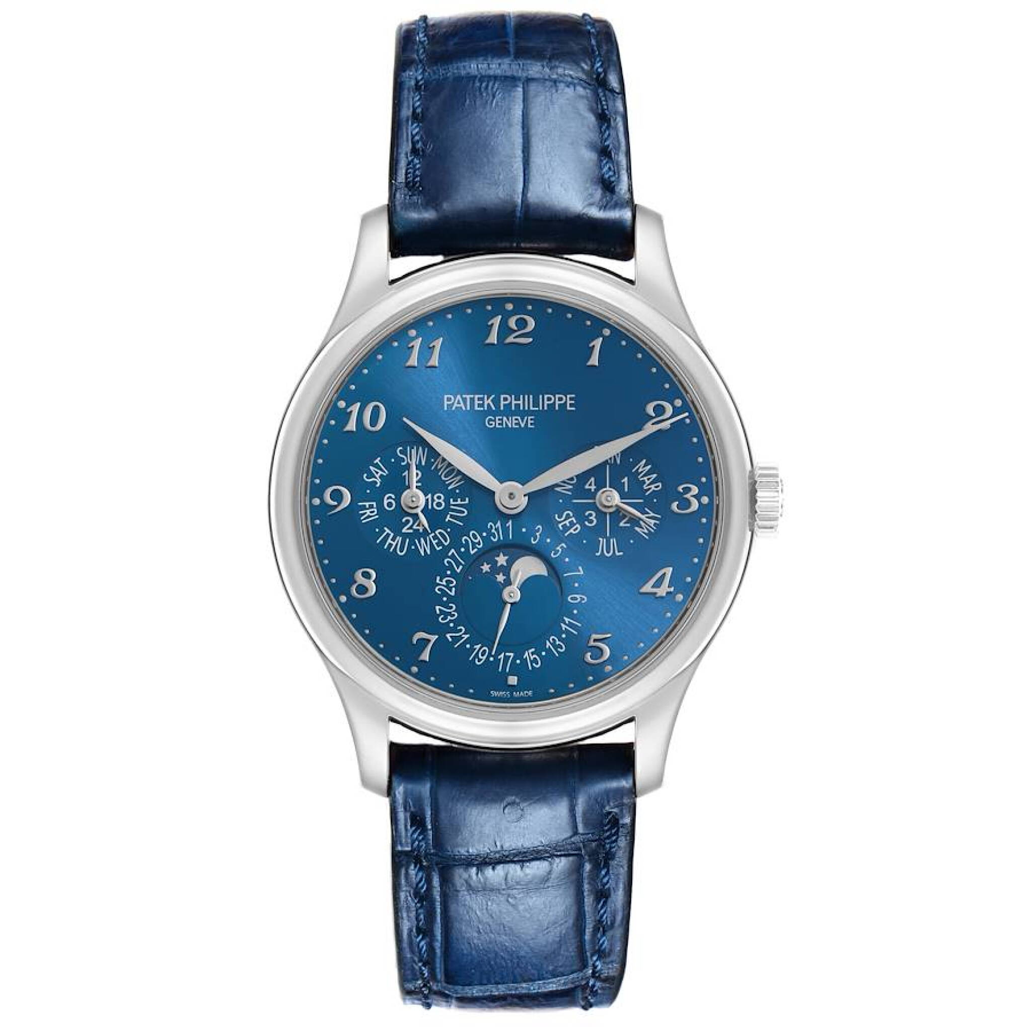 Grand Complications (Reference 5327G-001). A 39mm white gold automatic wristwatch with day, date, month, moon phase, leap year, and perpetual calendar. — view 1