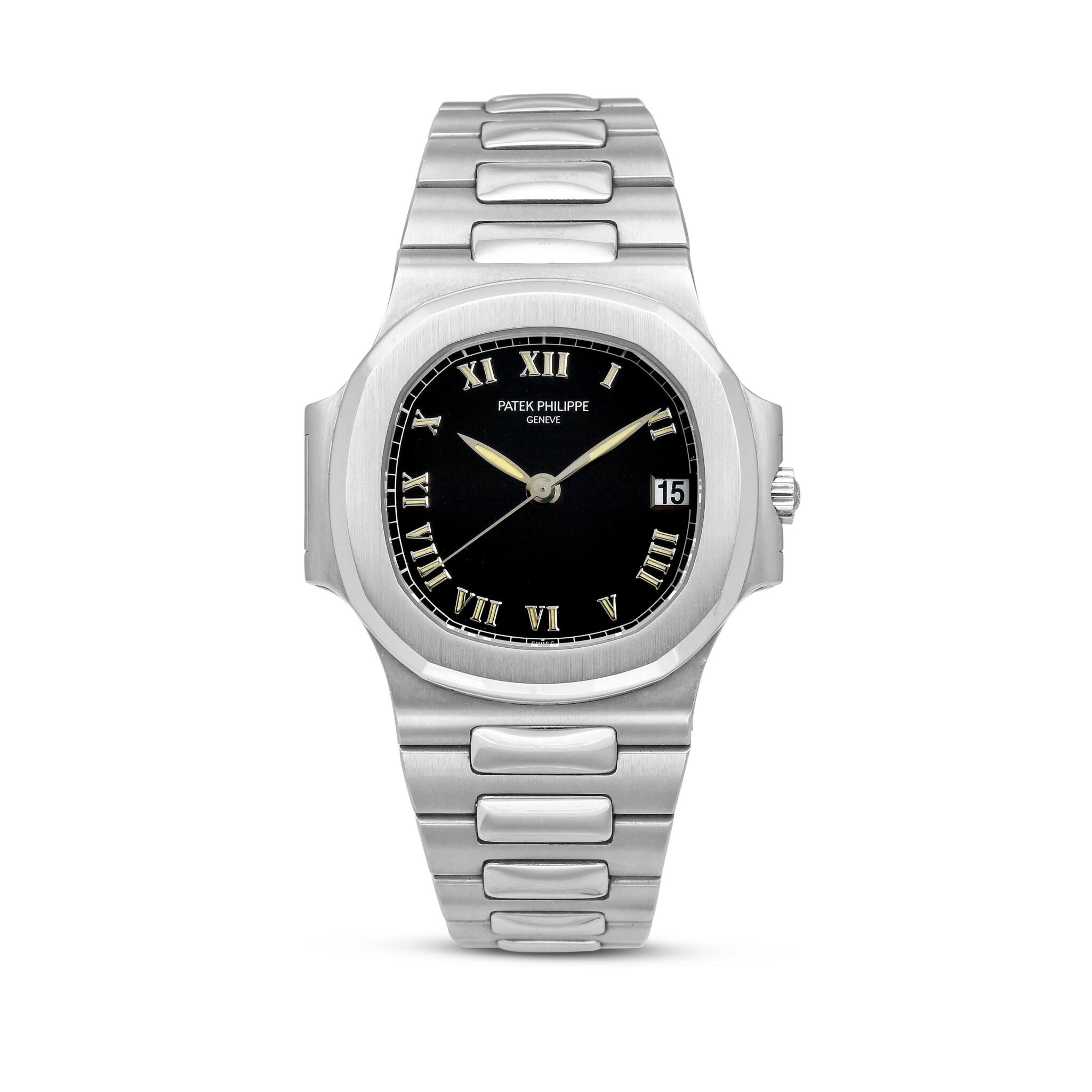 Nautilus (Reference 3800).  A stainless steel automatic bracelet watch with date. Circa 2002 — view 1