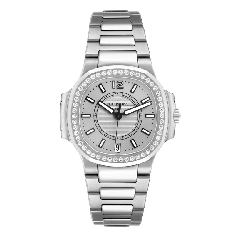 Nautilus (Reference 7008/1A-011). A 34mm stainless steel diamond-set automatic wristwatch with date. 2012