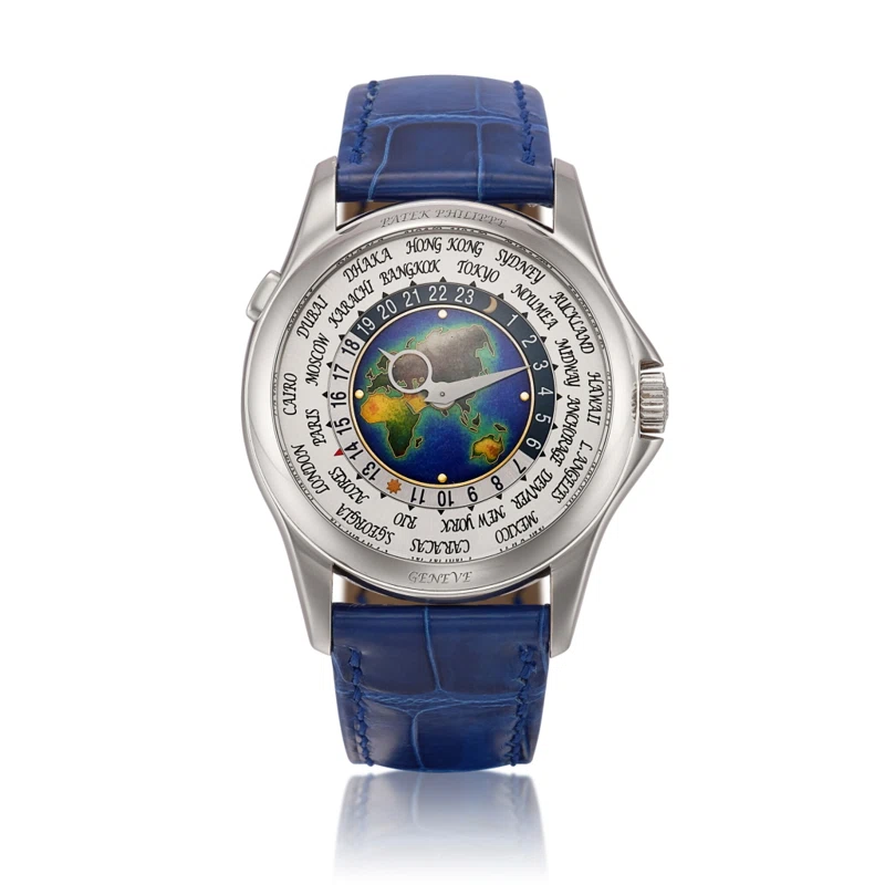 Rare Handcrafts (Reference 5131G). A 40mm white gold automatic wristwatch with world time and cloisonné enamel dial. 2013