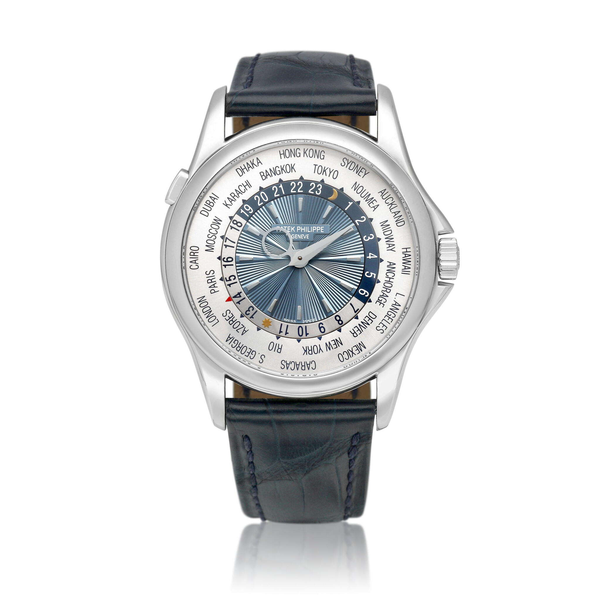 Complications (Reference 5130P-001). A 39.5mm platinum automatic wristwatch with world time. 2010 — view 1