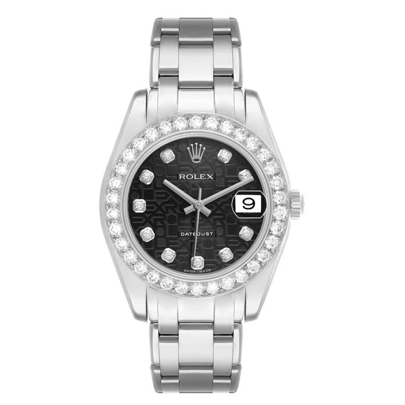 Pearlmaster Datejust (Reference 81299). A 34mm white gold diamond-set automatic wristwatch with date. 2014