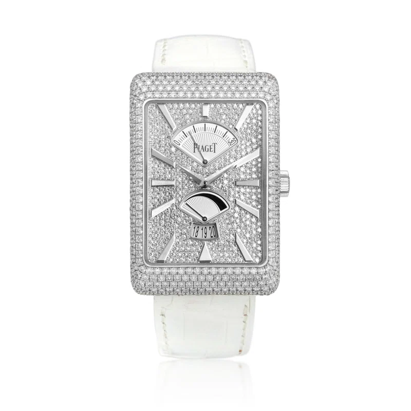 Black Tie (Reference G0A33060). A white gold and diamond-set wristwatch with date, retrograde seconds and power reserve indication. circa 2010
